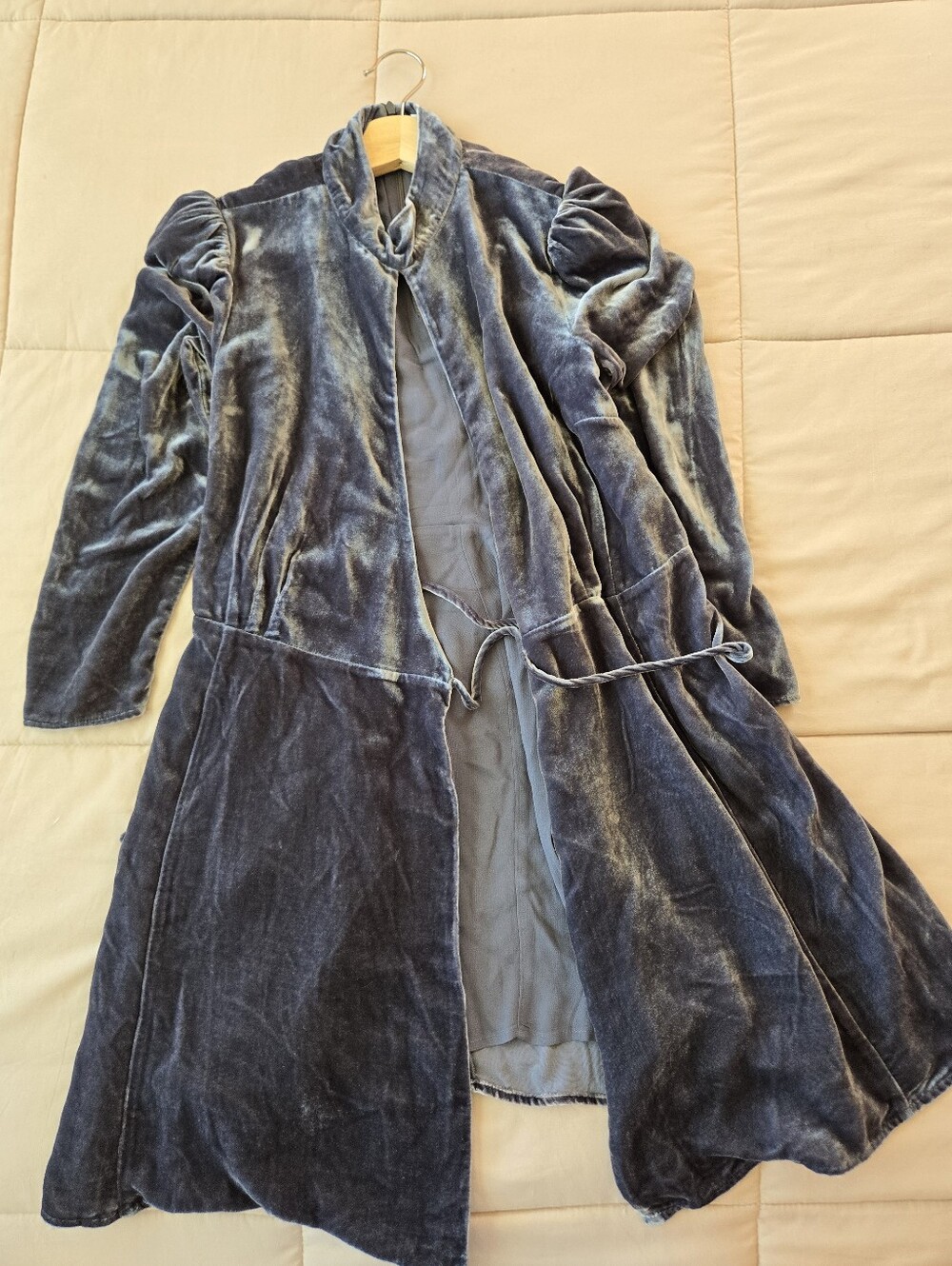 Reformation Ottessa Velvet Mini Wrap Dress, Color Slate, Size M Petite - Picture 11 of 13